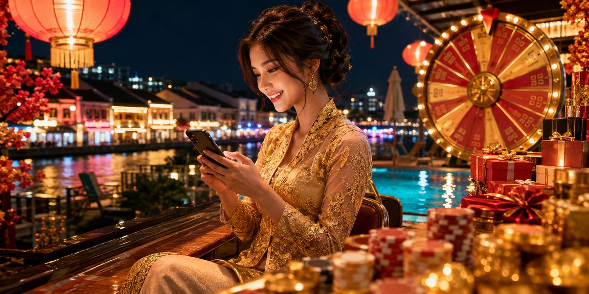 Meja roulette tradisional dengan pakaian kebaya